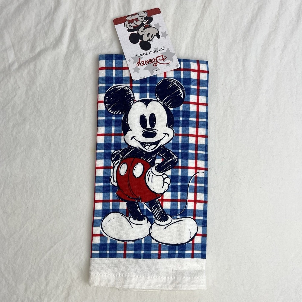 Disney Mickey Mouse Kitchen Dish Towel Sketchbook Red White‎ Blue New With Tags - Picture 3 of 9